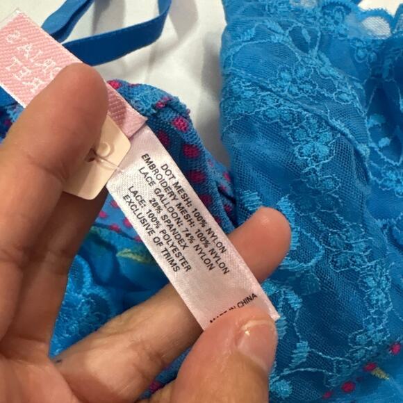 NWT Victoria's Secret Vintage Y2k 2006 Lace Floral Blue Dainty Babydoll Top Med - Picture 5 of 8